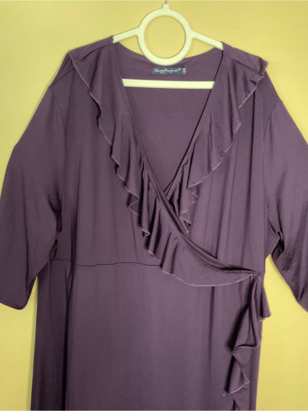 Plus Size Ruffled Wrap Maxi Dress in Deep Purple - Picture 2 of 6
